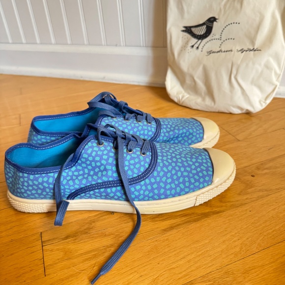 New Gudrun Sjödén Blue Patterned Canvas Sneakers- EU41/US10 - Picture 6 of 9